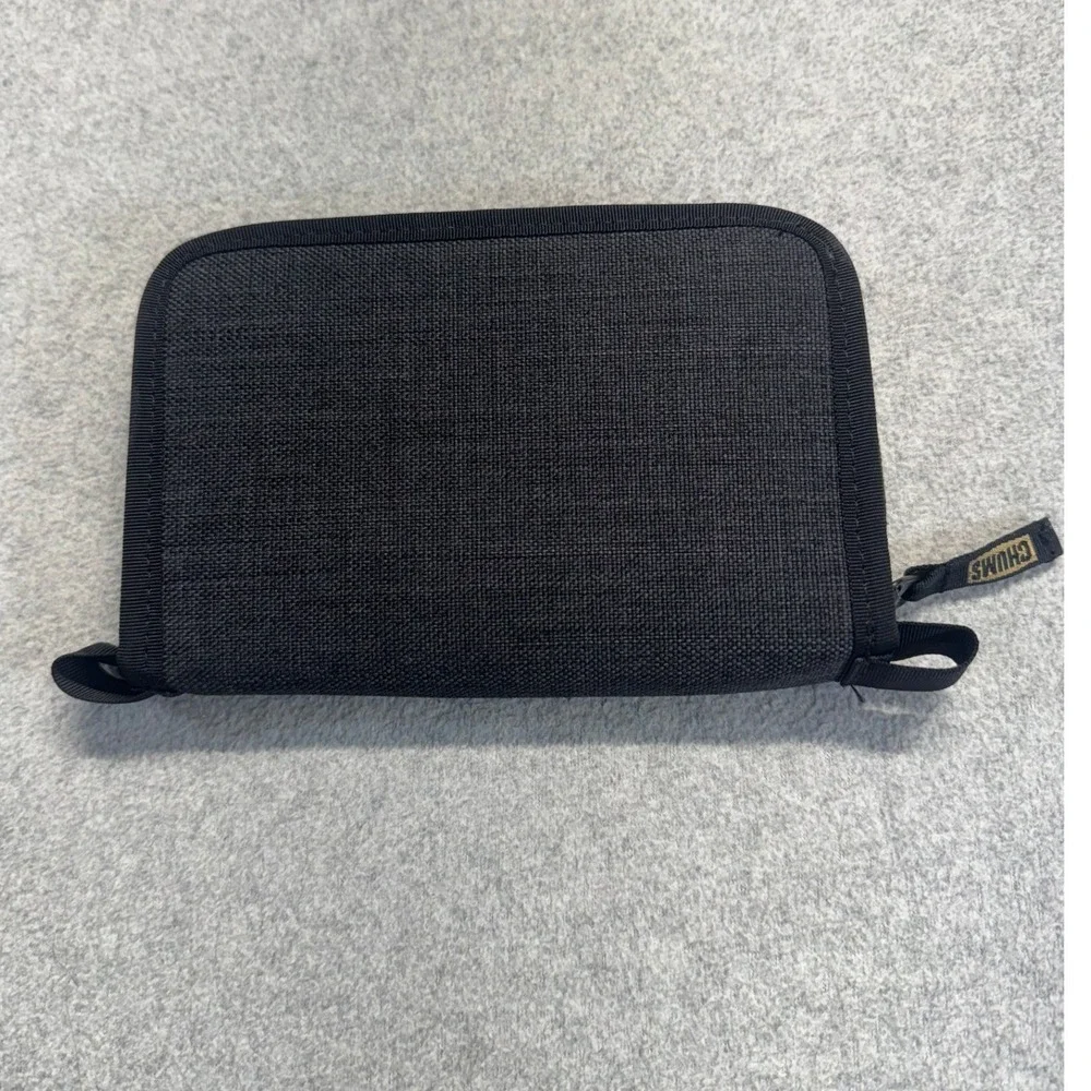 Chums Travel Wallet Unisex OS Charcoal‎ Gray Canvas Zip Around Organizer Pouch